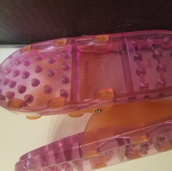 Mini Melissa Jelly buckle slides sandals girls 4 pink orange - Picture 2 of 11